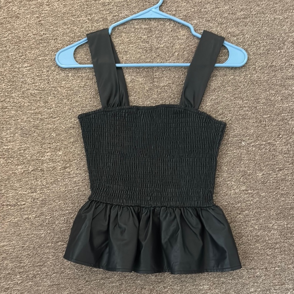 Black Sleeveless Smocked Top